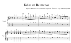 Folías en Re menor Agrícola Álvarez SOLO PARTITURA - Imagen 2